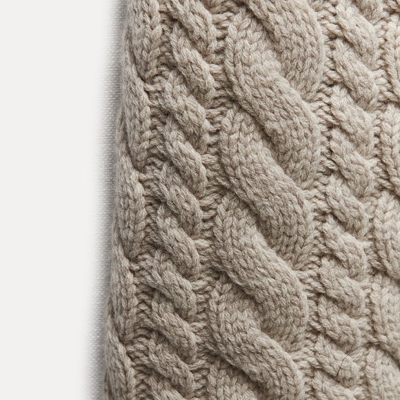 Zara 100% WOOL CABLE KNIT COAT - Picture 10 of 11